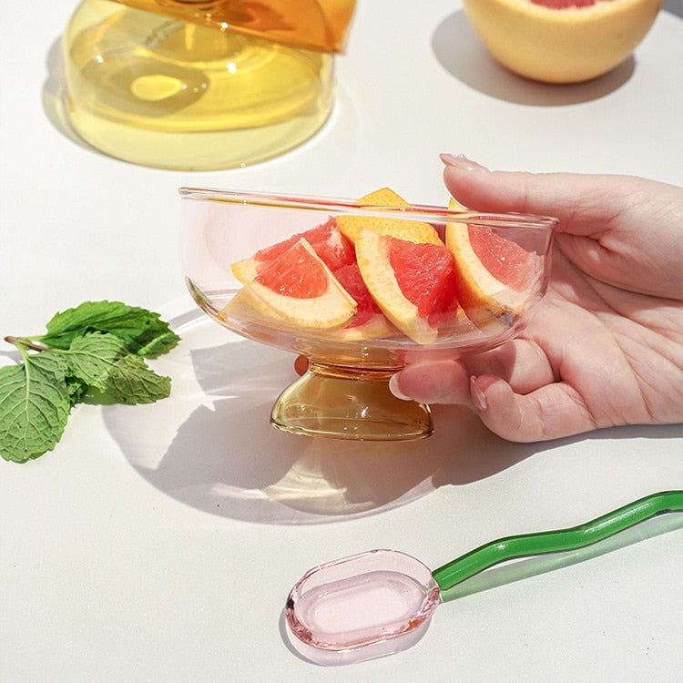 Ela Glass Ice Cream Bowl Coupes & Spoon