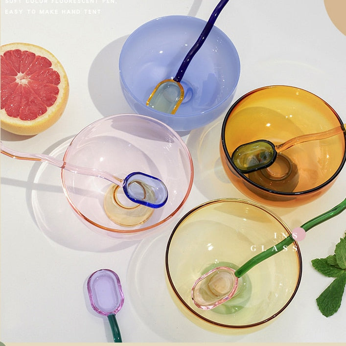 Ela Glass Ice Cream Bowl Coupes & Spoon