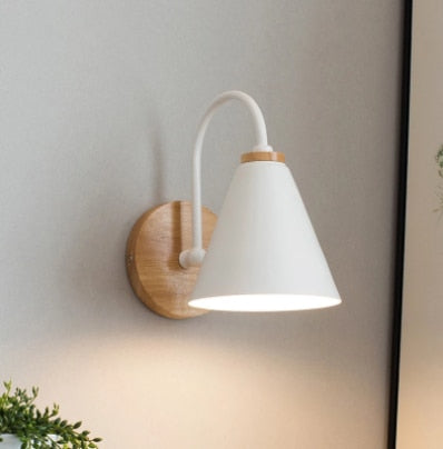 Elegant Curve Wood & Metal Wall Lamp White