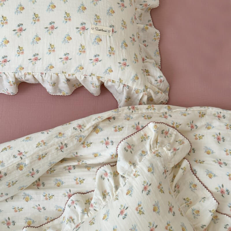 Azalea Floral Bedding Set – Ruffled Cotton Muslin