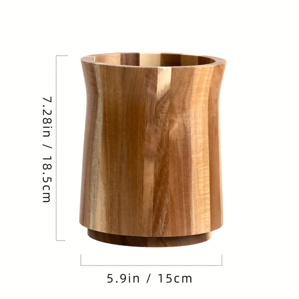Elegant Acacia Wood Rotating Utensil Holder 7"