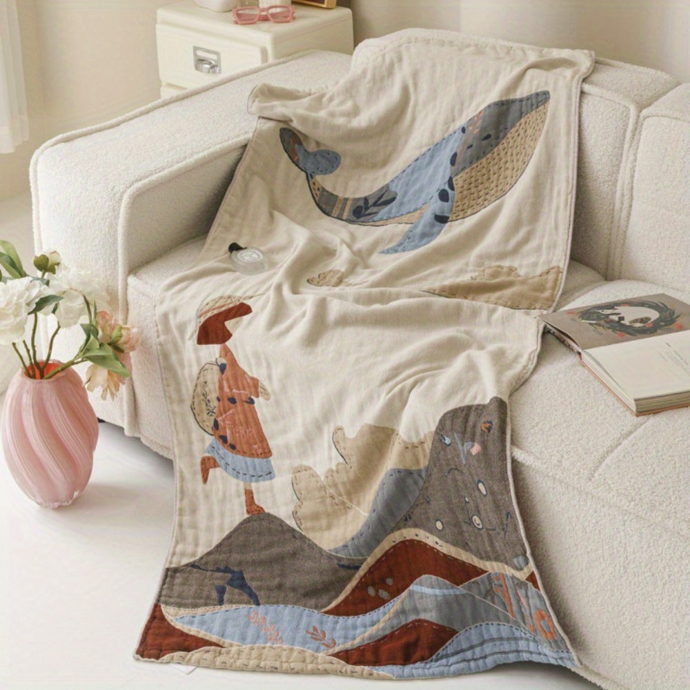 Elegant Floral Print Bath Towel Blanket Ocean Voyage