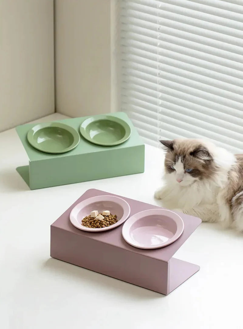 Elevated Dual Ceramic Pet Feeder