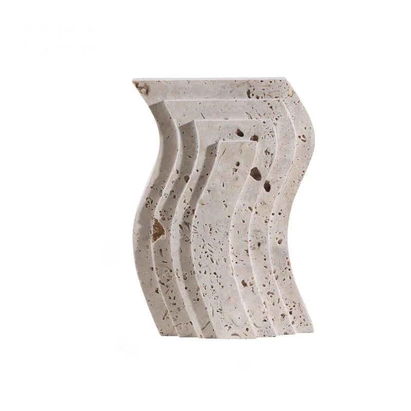 Elysian Minimalist Stone Sculptures Ribbed Wave