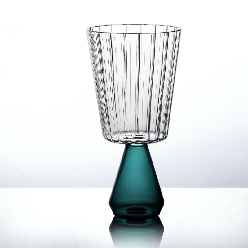 Emerald Cut Ripple Glass Cups Flared Large