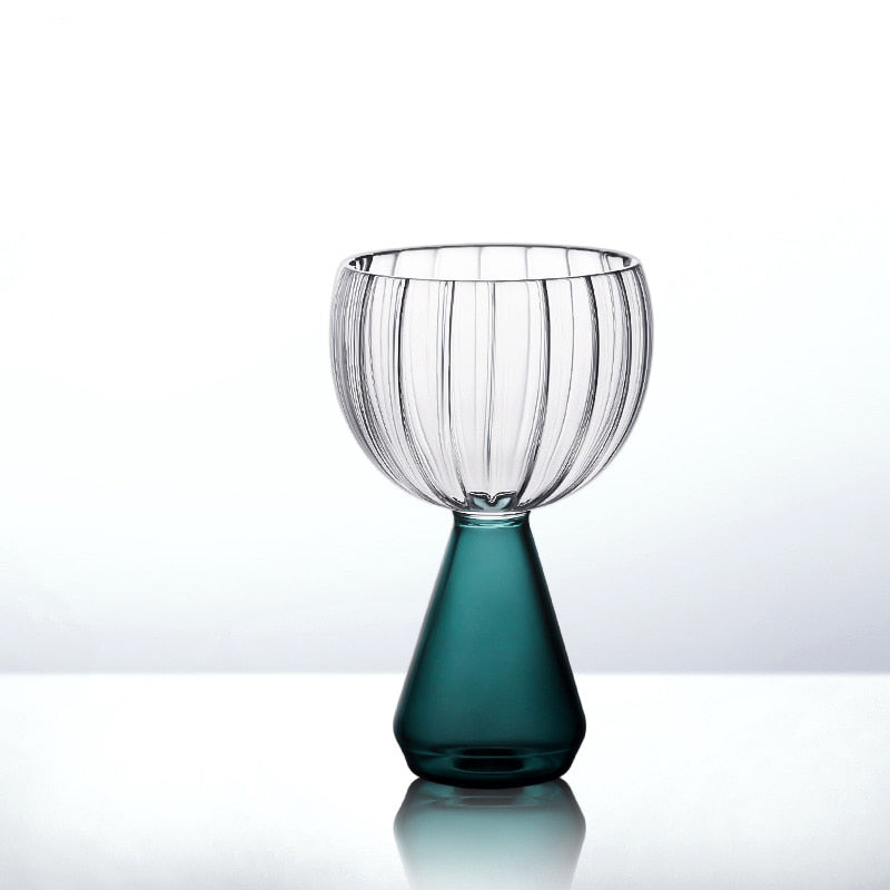 Emerald Cut Ripple Glass Cups Round Small