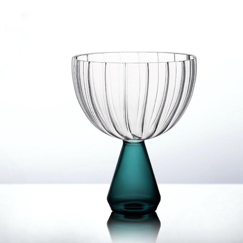 Emerald Cut Ripple Glass Cups Round Large
