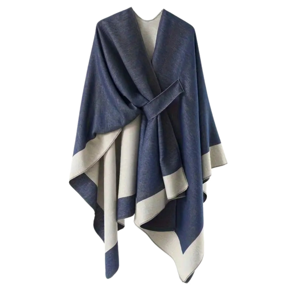 Emiree Stylish Draped Poncho Navy Blue