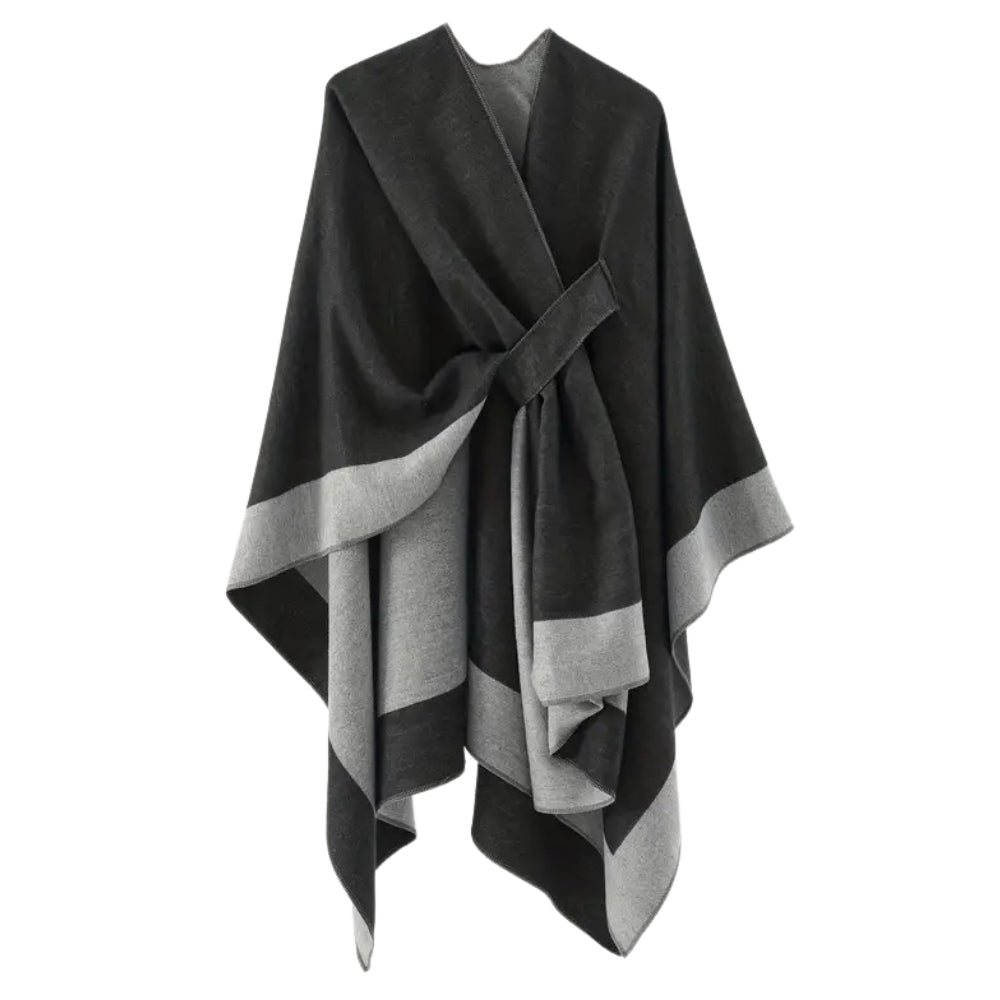 Emiree Stylish Draped Poncho Deep Grey