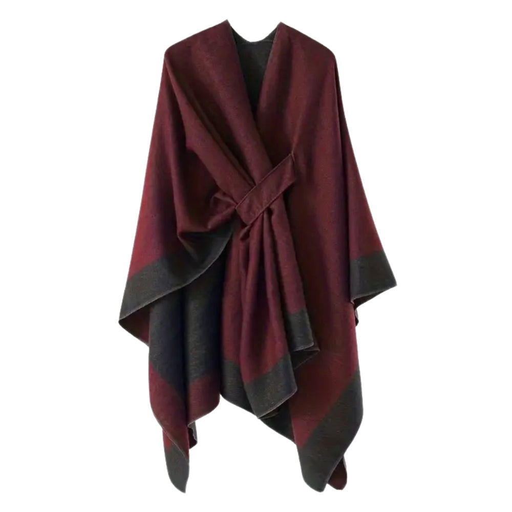 Emiree Stylish Draped Poncho Maroon
