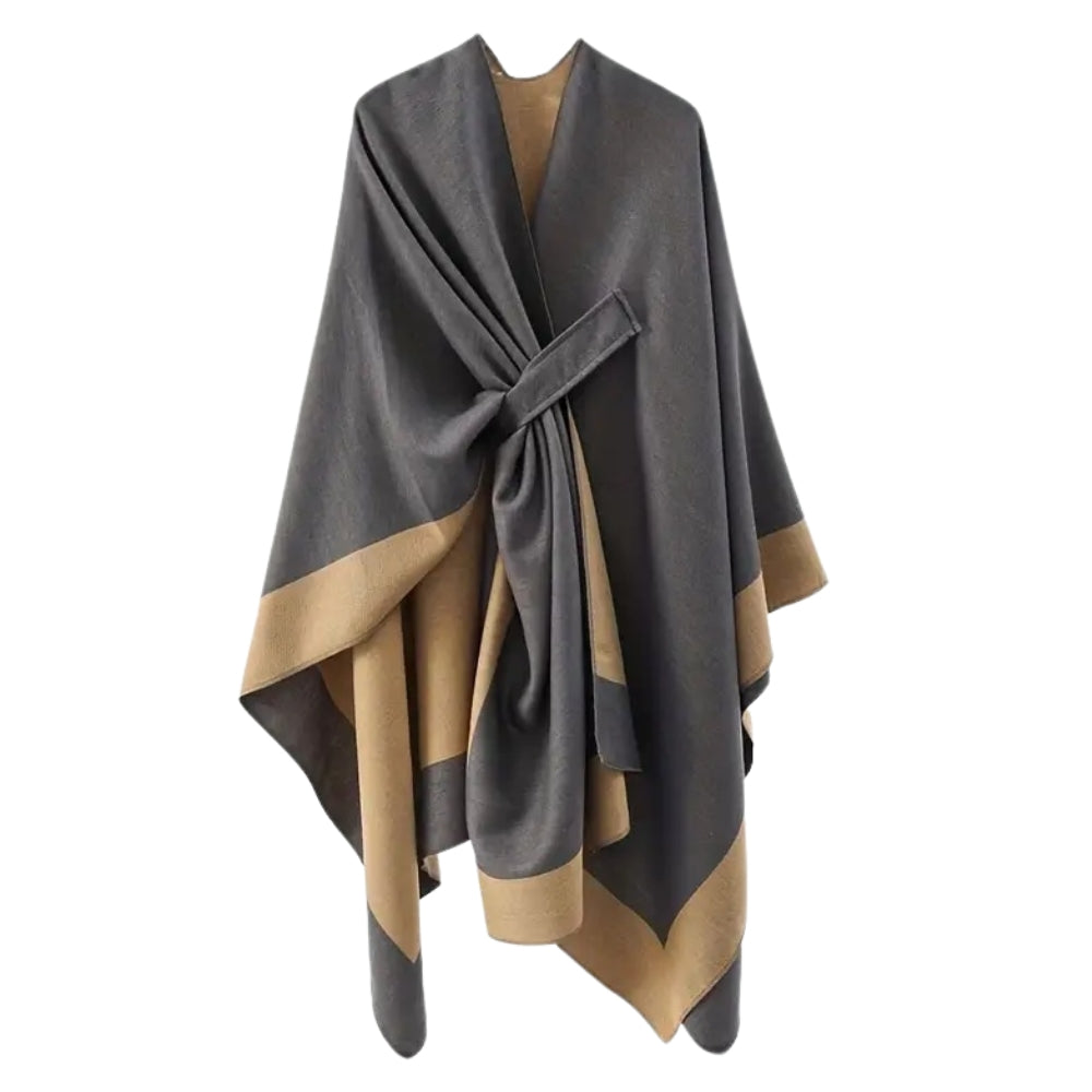 Emiree Stylish Draped Poncho Grey