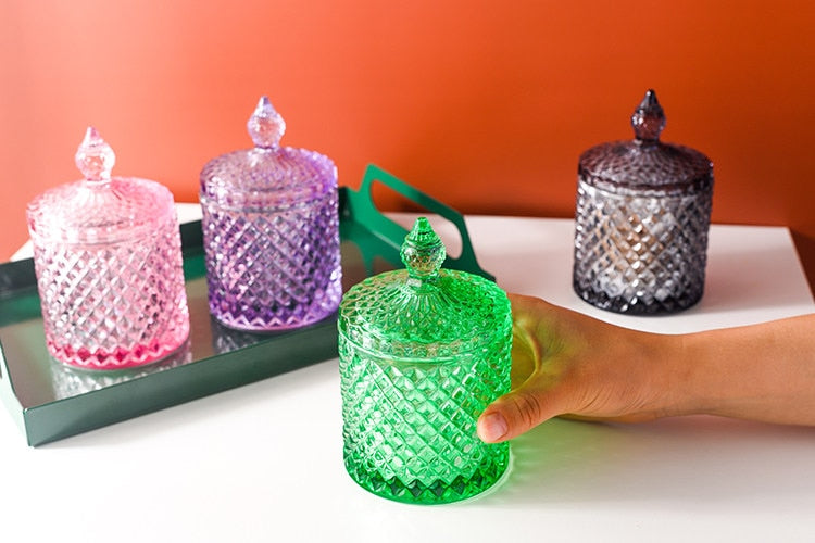 Empress Colored Glass Jars with Lid