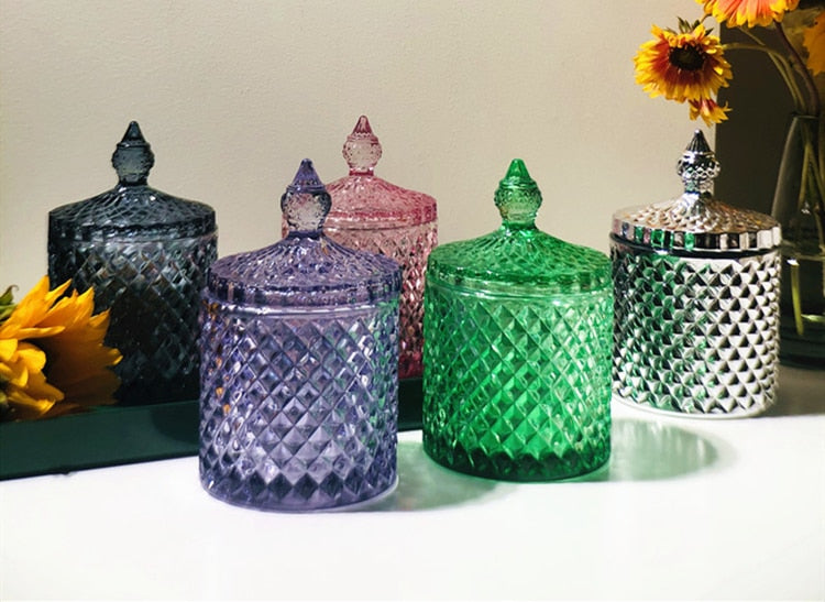 Empress Colored Glass Jars with Lid