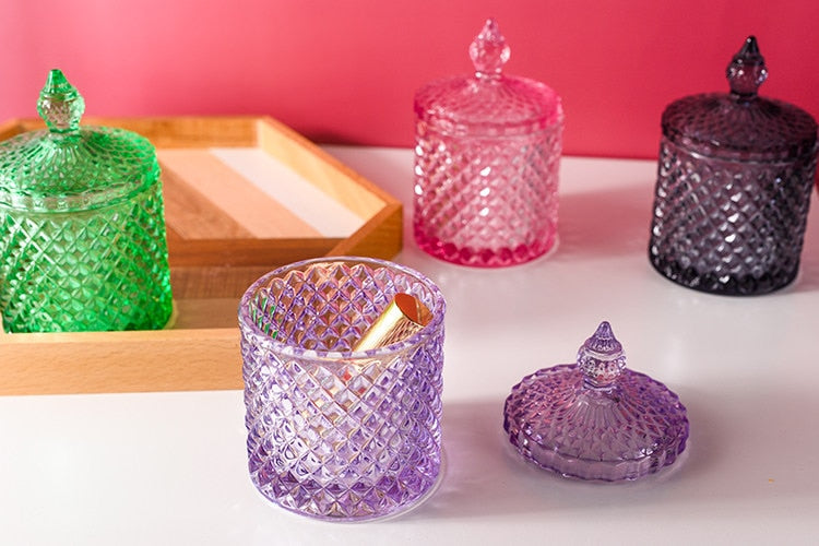 Empress Colored Glass Jars with Lid