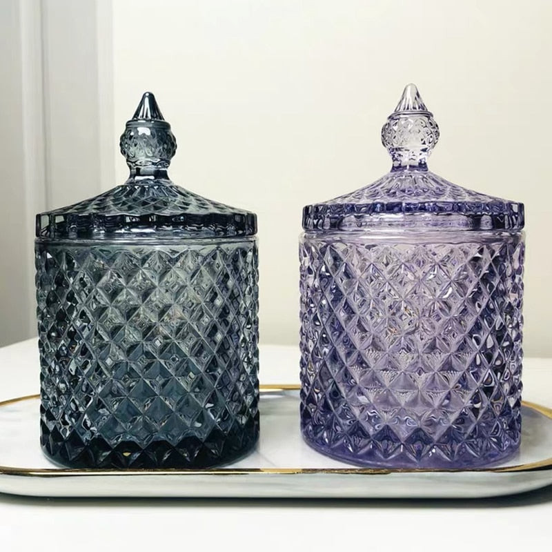 Empress Colored Glass Jars with Lid