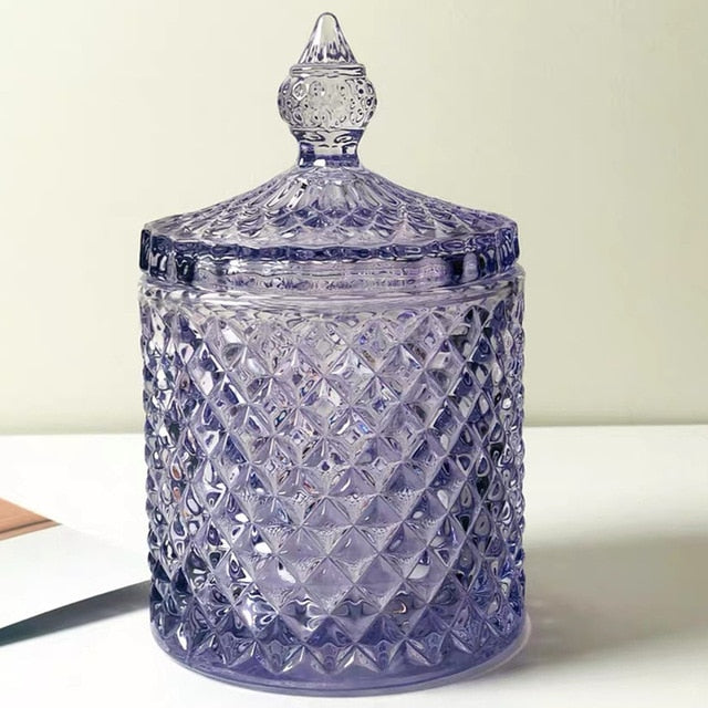 Empress Colored Glass Jars with Lid Purple