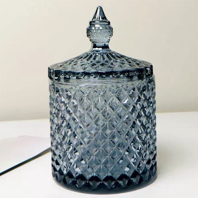 Empress Colored Glass Jars with Lid Gray