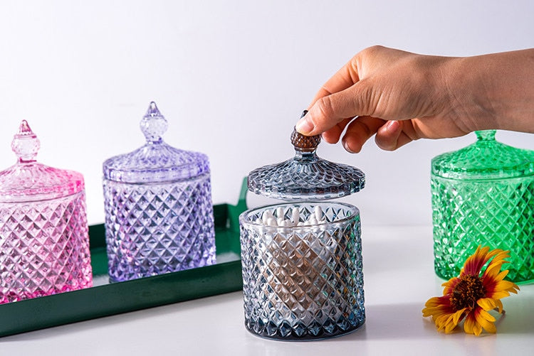 Empress Colored Glass Jars with Lid