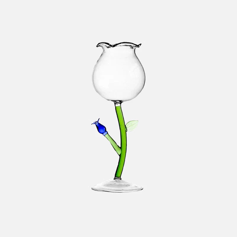 Enchanted Garden Wine Glass Blue Rose