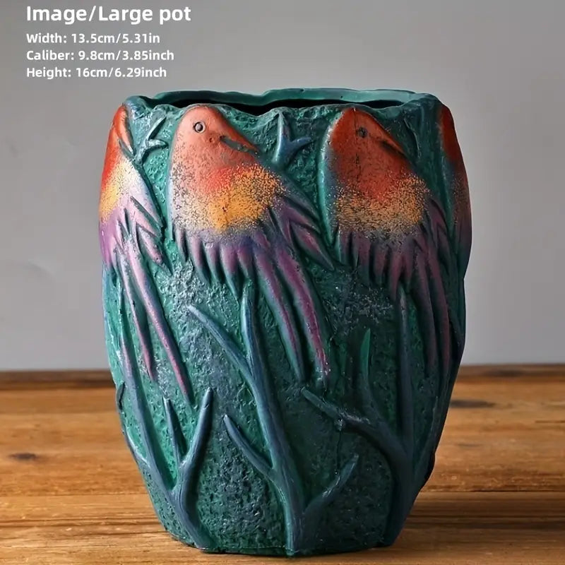 Enchanted Garden Artisan Planters Embossed Bird