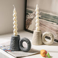 Etched Ceramic Candle Holder with Ring