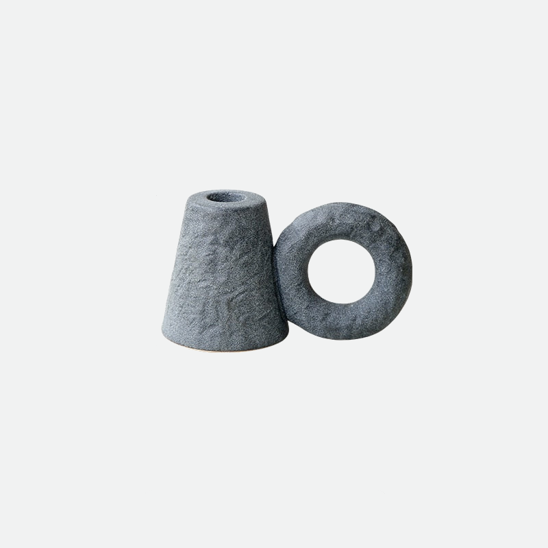 Etched Ceramic Candle Holder with Ring