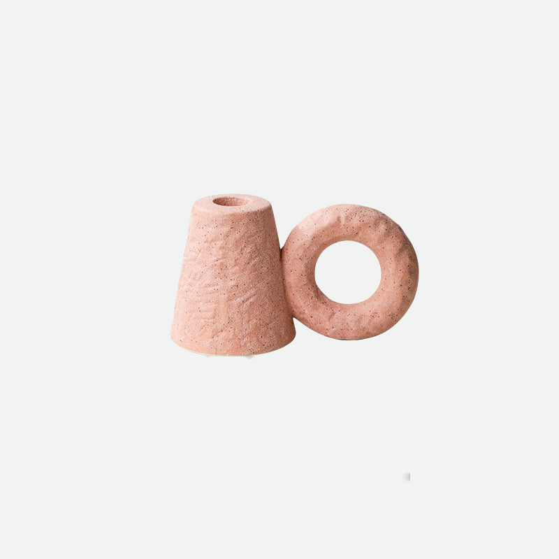 Etched Ceramic Candle Holder with Ring