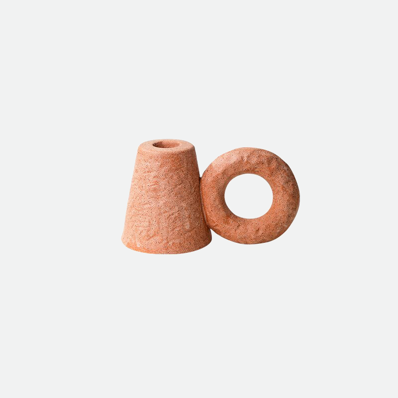 Etched Ceramic Candle Holder with Ring