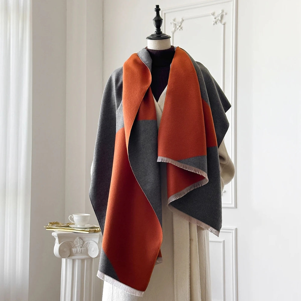 Two Tone Geometric Luxe Shawl Scarf