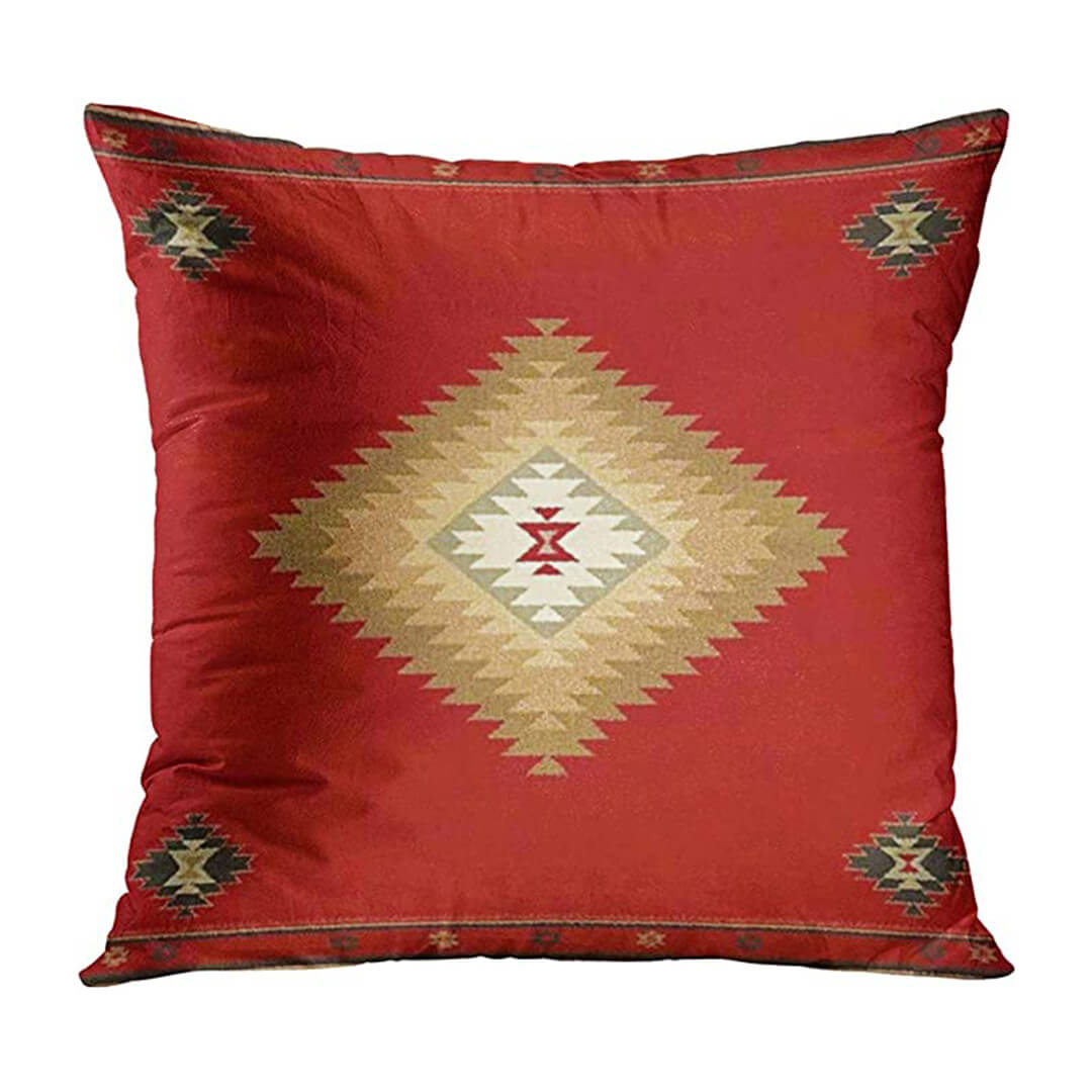 Red Rustic Aztec Cushion Covers Ethnic