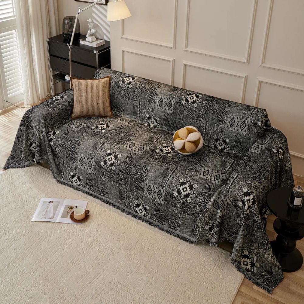 Ethno Cultural Tribe Sofa Cover Charcoal Ash