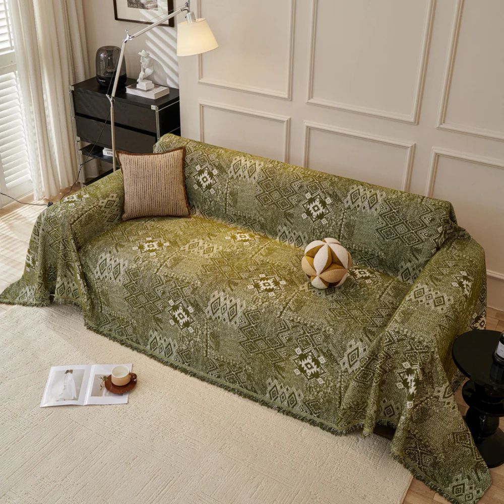 Ethno Cultural Tribe Sofa Cover Olive Moss