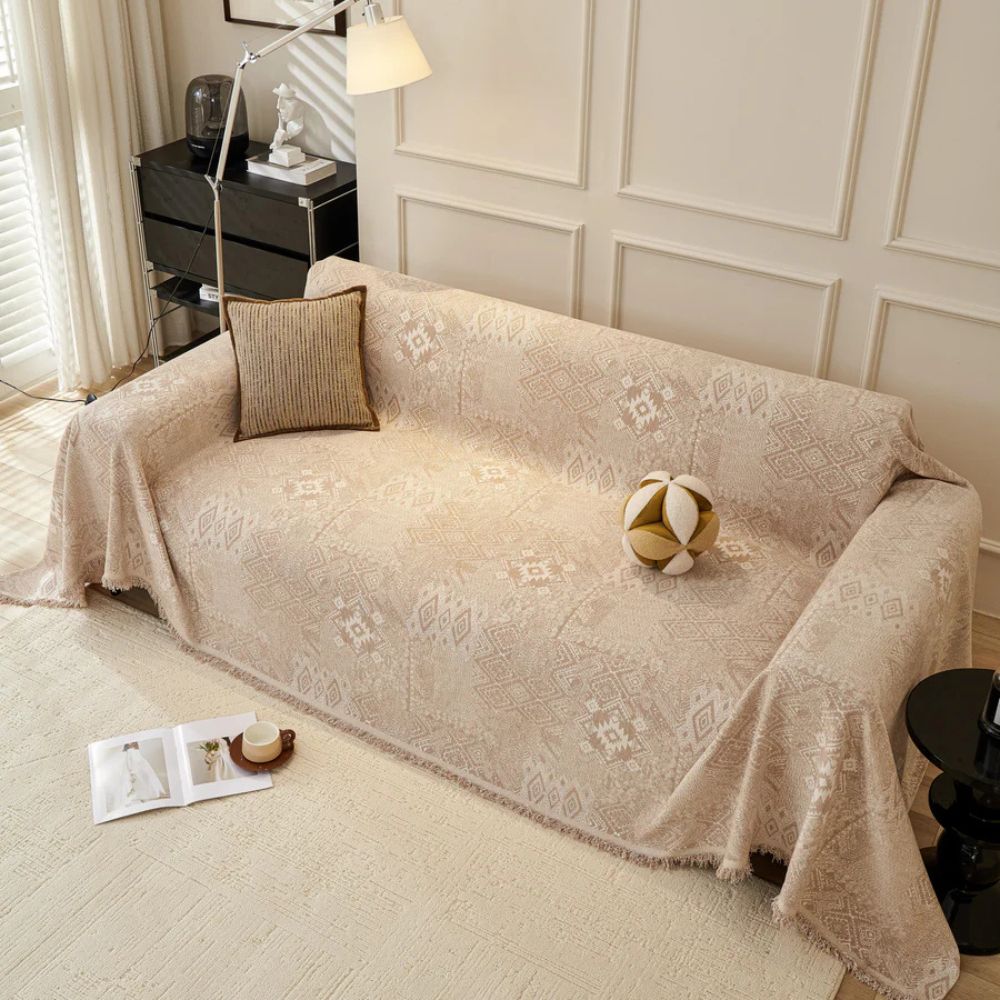 Ethno Cultural Tribe Sofa Cover Almond Cream