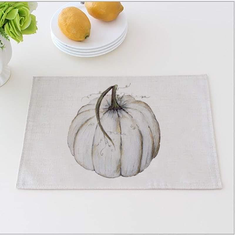 Grateful Fall Dinner Mats White Pumpkin