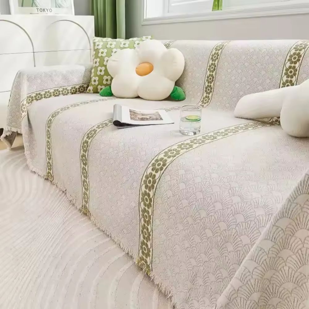 Flourish Leaf Sofa Cover Daisy Chain Ivory
