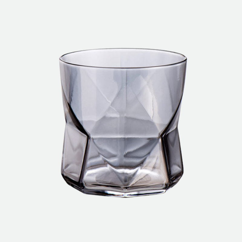 Faceted Whiskey Glasses Smoky gray