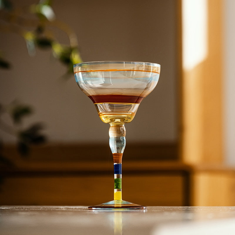 Festive Margarita Glass Coupes Light Orange Stripes