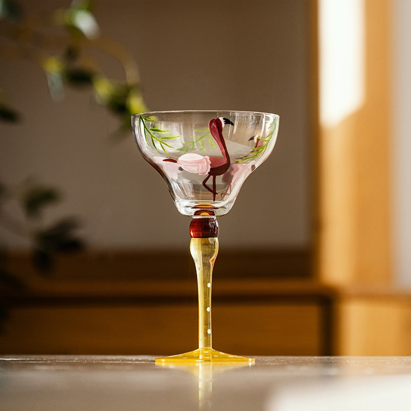 Festive Margarita Glass Coupes Bird