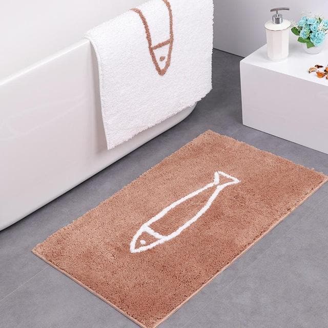 Fish in the Sea Anti-slip Bath Mat Tan