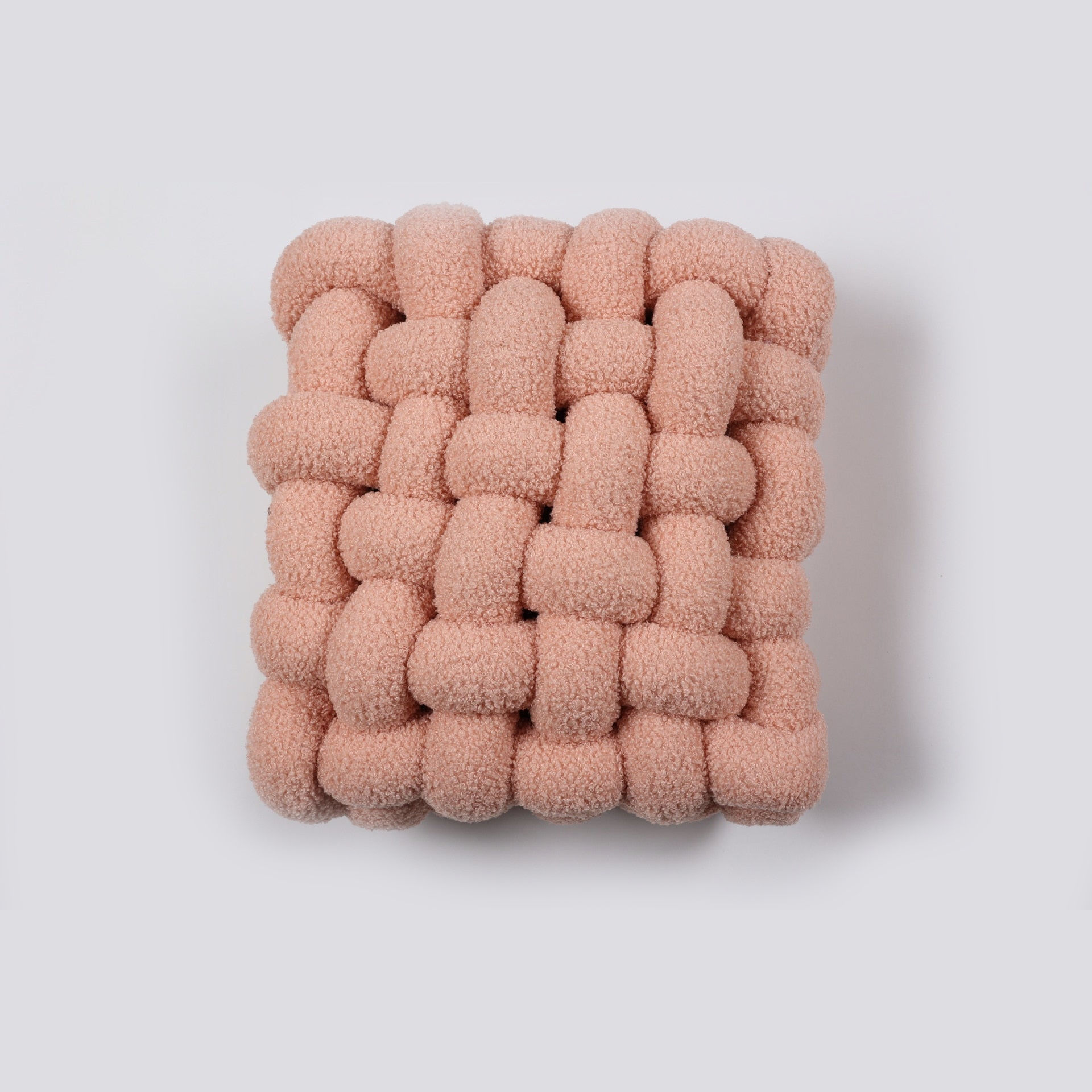 Fleece Waffle Grid Pillow Pink