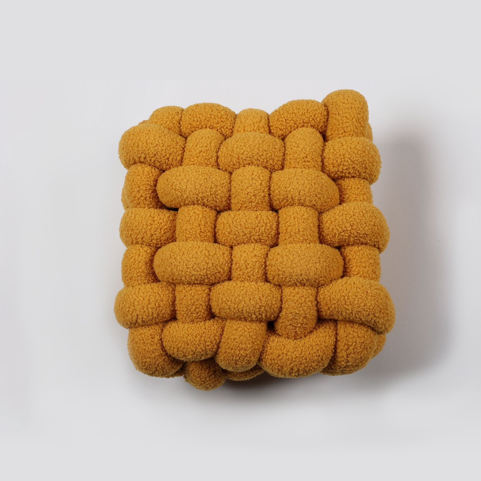 Fleece Waffle Grid Pillow Ochre