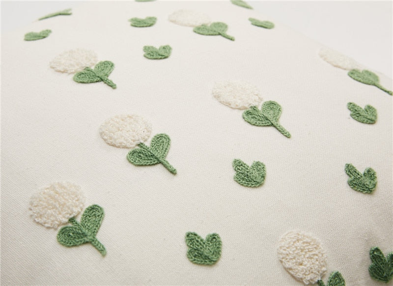 Floral Embroidered Cotton Pillow Cover