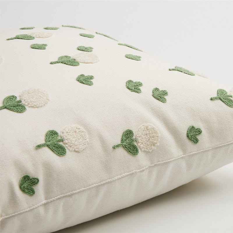 Floral Embroidered Cotton Pillow Cover