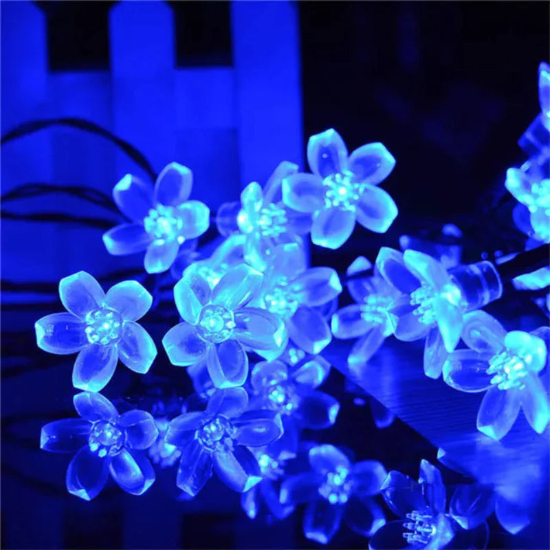 Floral Garden Multi-Color Solar Powered LED Strips Cherry blue