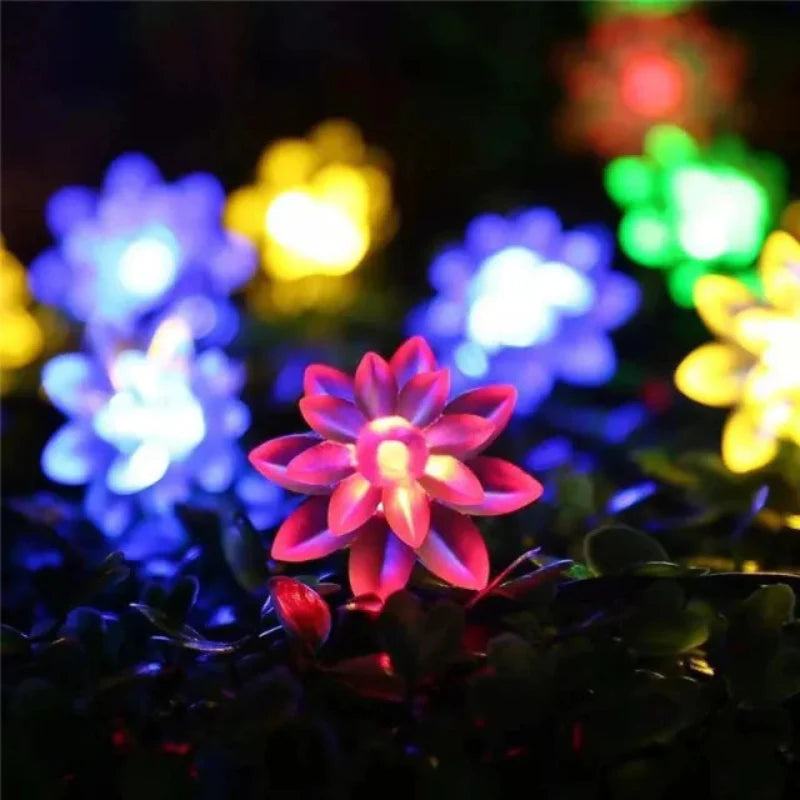 Floral Garden Multi-Color Solar Powered LED Strips Lotus colorful