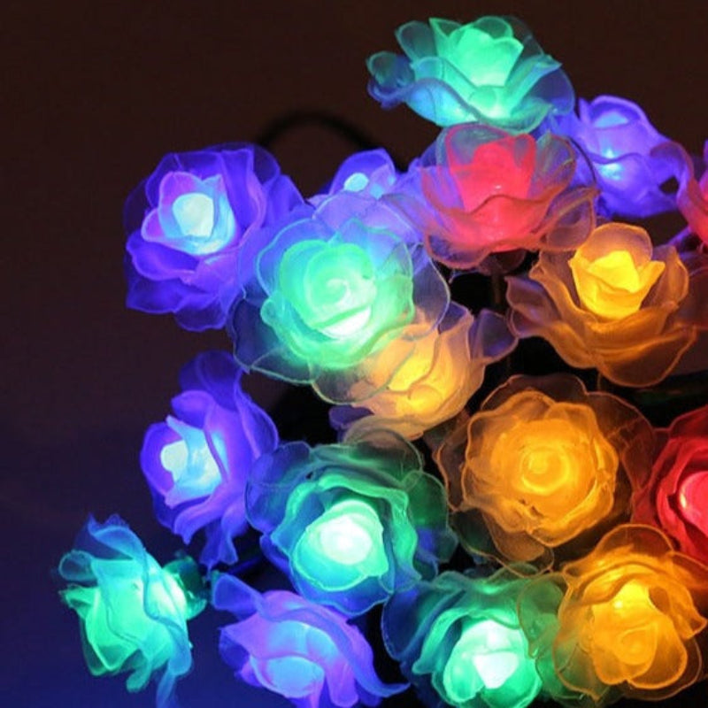 Floral Garden Multi-Color Solar Powered LED Strips Rose colorful