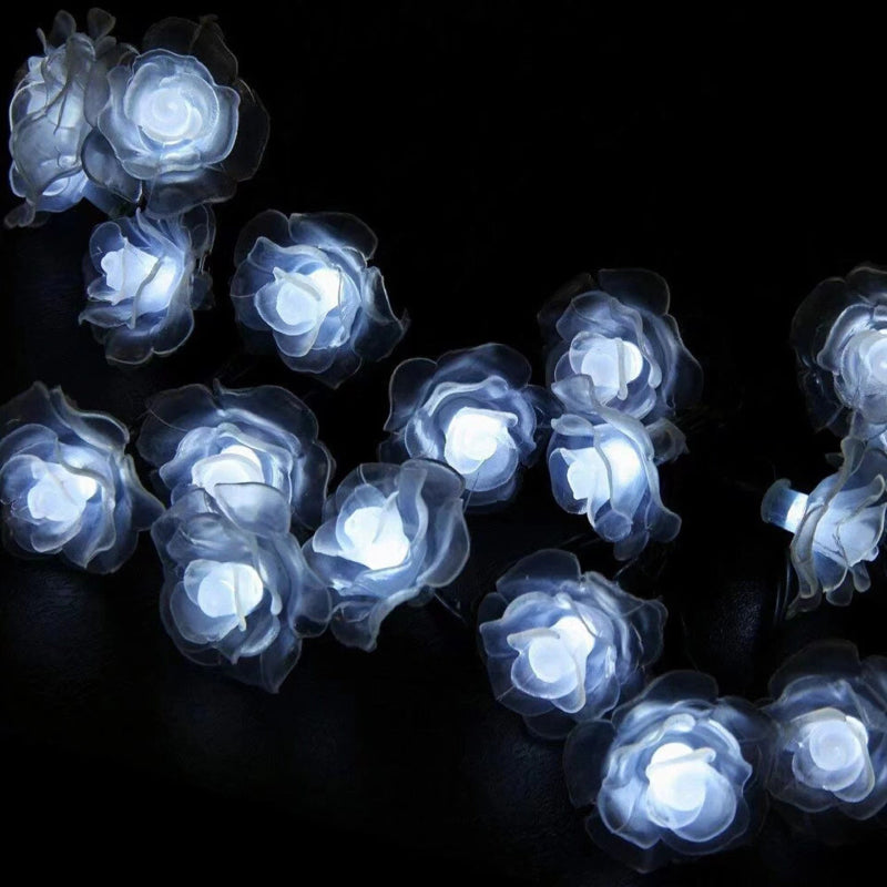 Floral Garden Multi-Color Solar Powered LED Strips Rose white