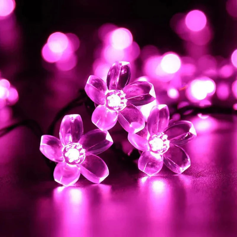 Floral Garden Multi-Color Solar Powered LED Strips Cherry pink