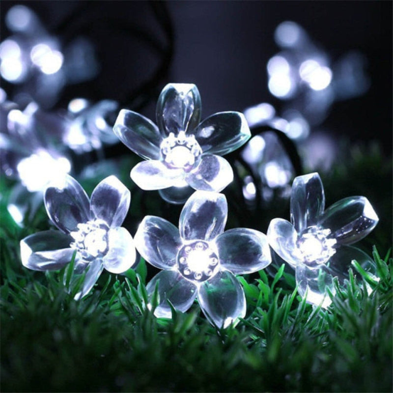 Floral Garden Multi-Color Solar Powered LED Strips Cherry white