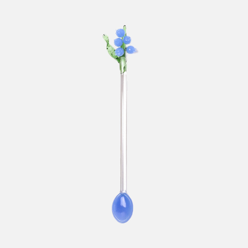 Floral Glass Stirrer Blue